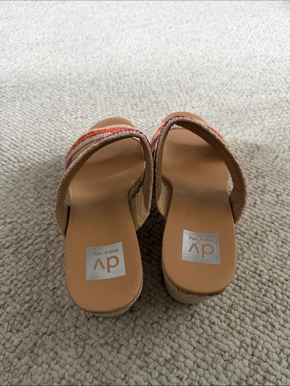Dolce Vita Beige Sandals with Multi-Color Crochet Straps - Picture 3 of 6